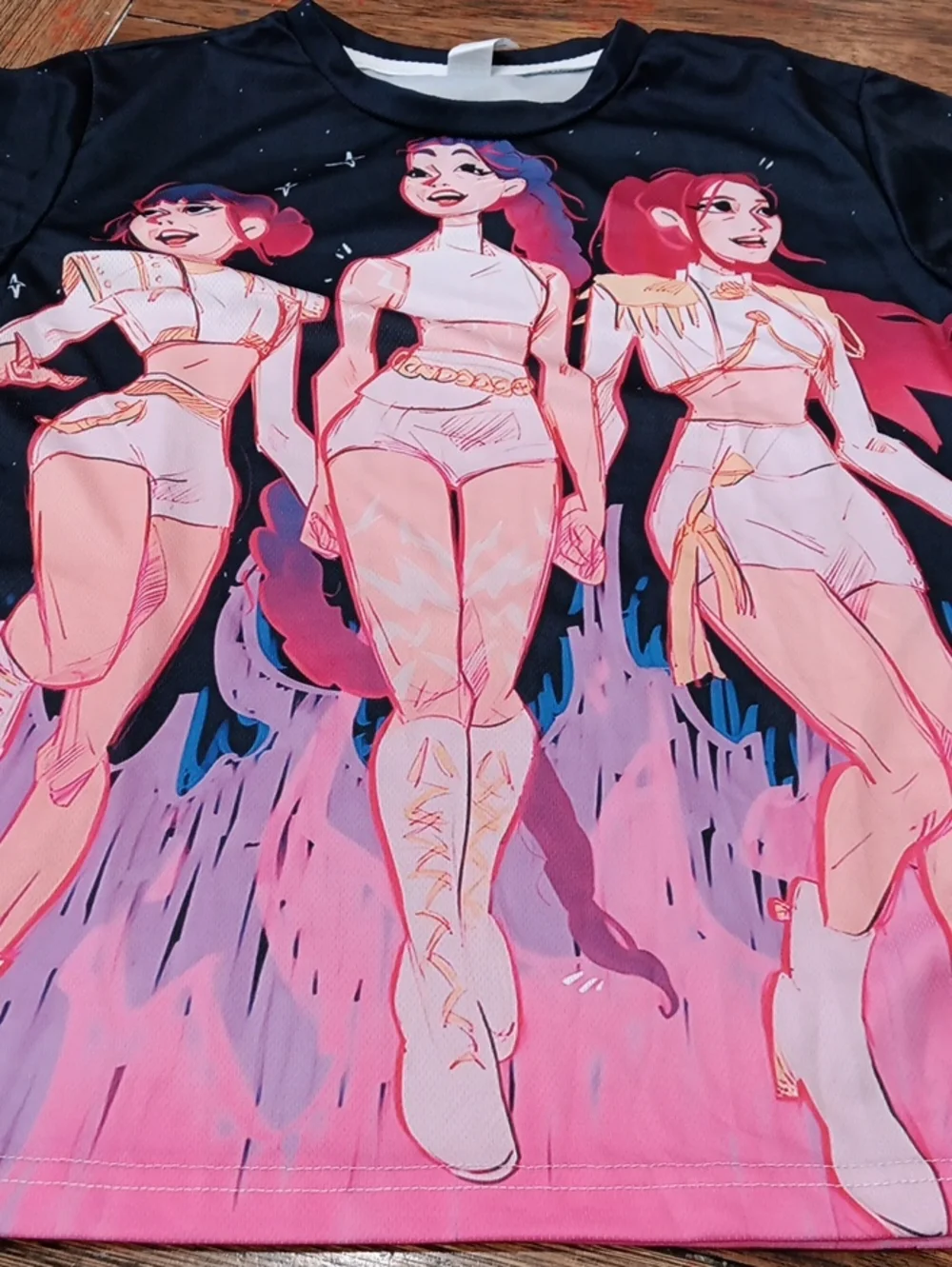 Kids’s Black & Pink Graphic Short Set - Illustrated Shorts and Tee Demon Hunters